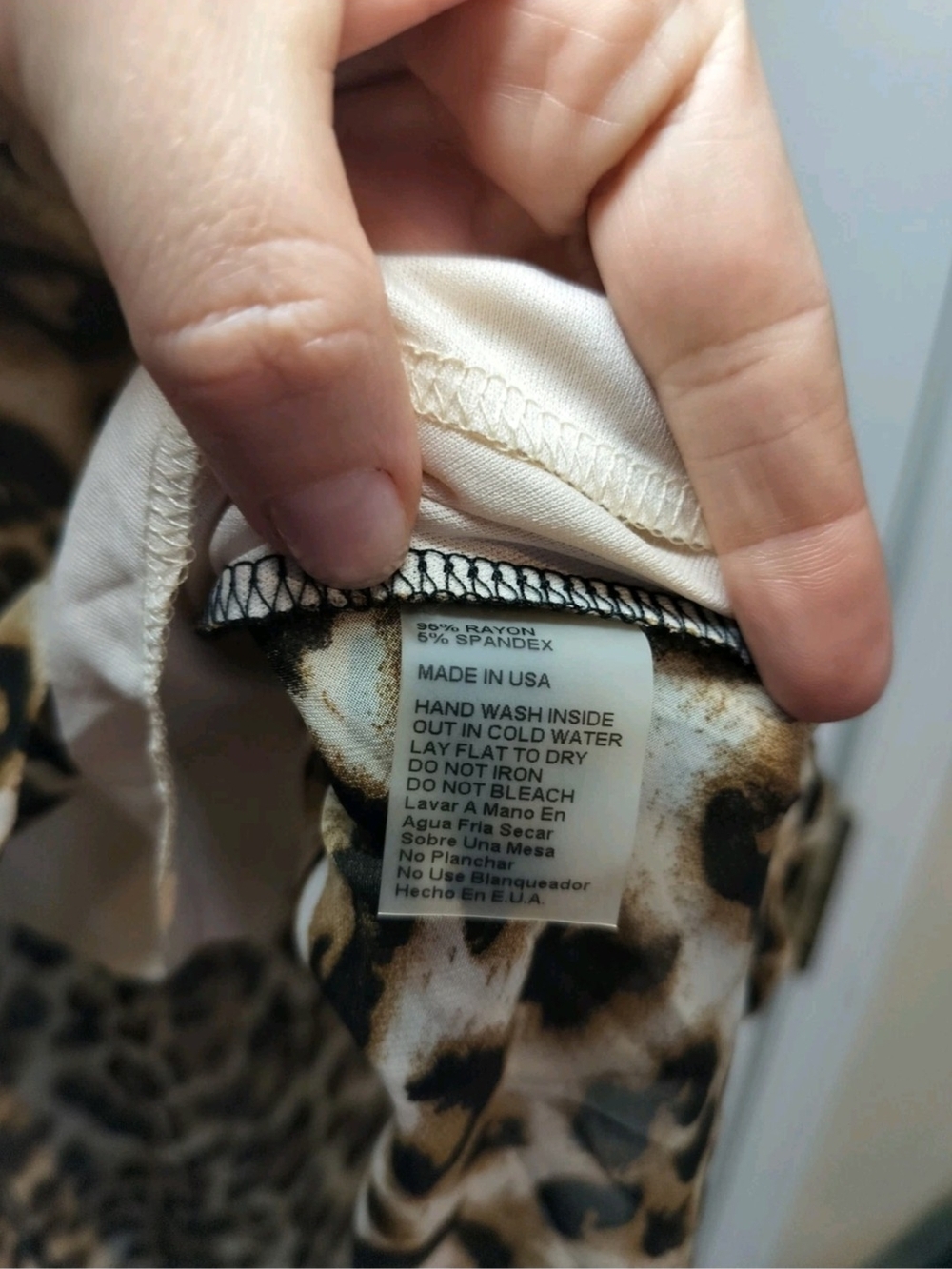 Women’s Leopard Print Hi-Low Tunic Blouse Sheer Layered Short Sleeve Size L Made - Picture 6 of 7